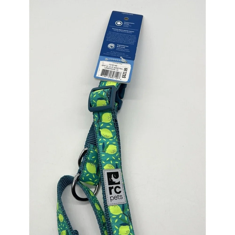 RC Pets 1” Adjustable 19-26” Dog EASY CLIP WEBTRAINING COLLAR LEMONADE Gr Large